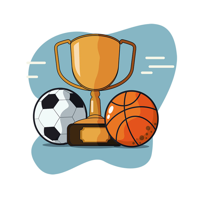 Αυτοκόλλητα τοίχου με Sports Trophy with basket and soccer ball